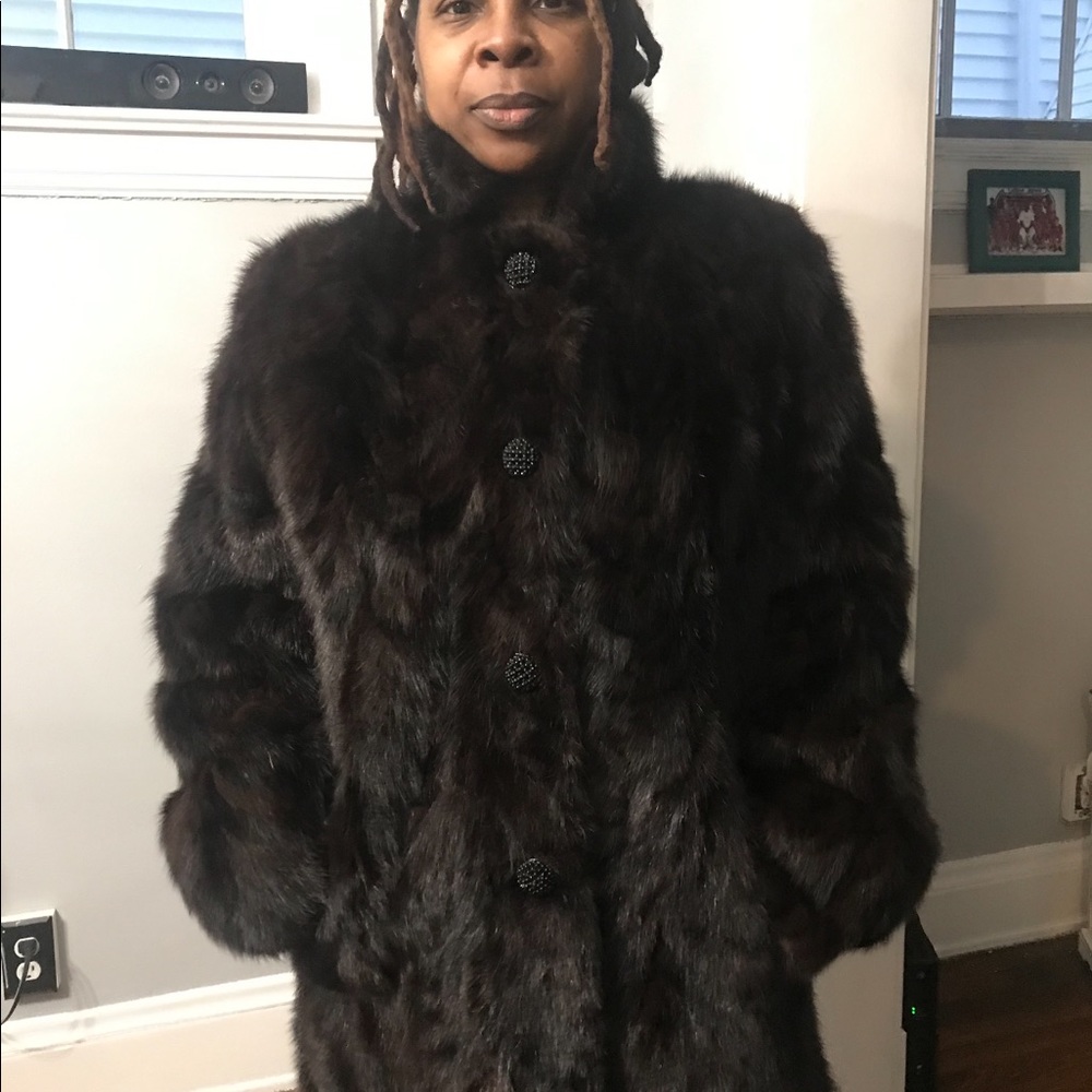 Mink knee length coat
